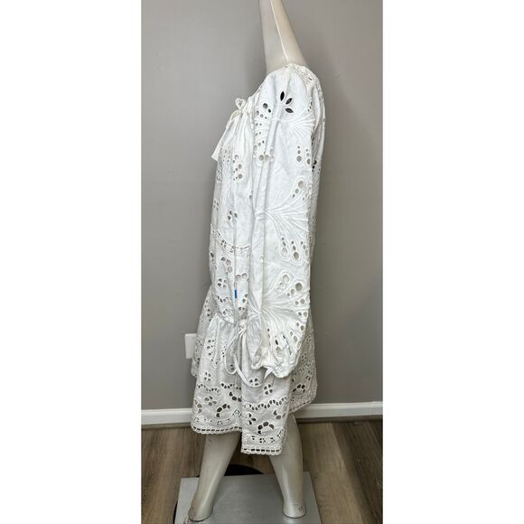 Cynthia Rowley Embroidered Drop-Waist Minidress in White Medium $645 - Picture 8 of 11